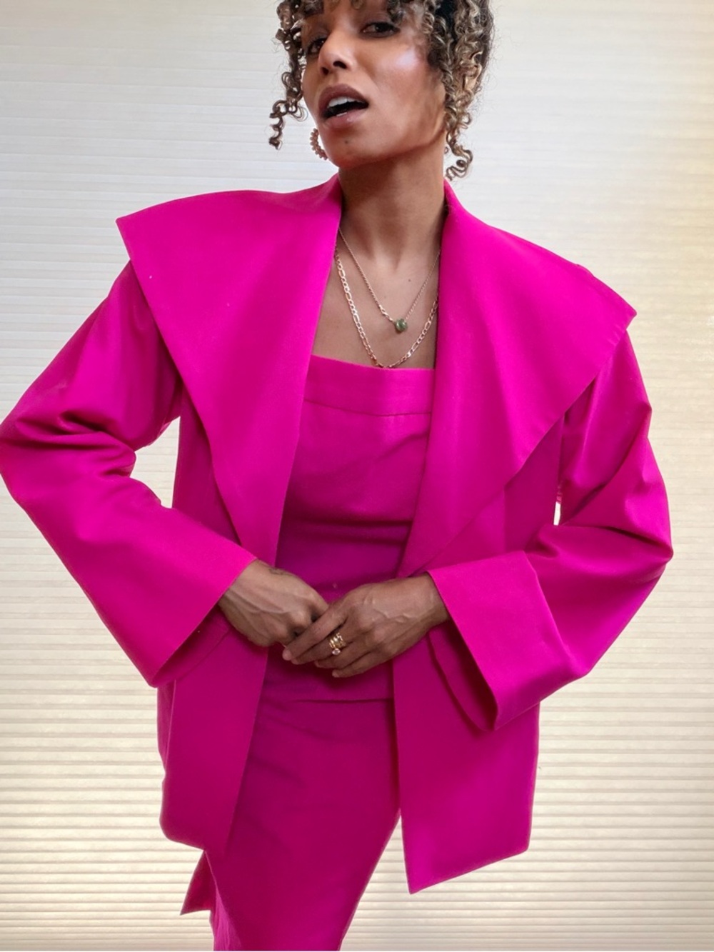 Warren George Vintage Hot Pink Halter Dress